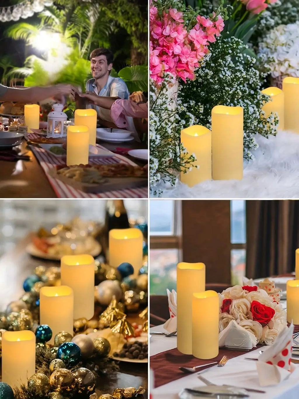 Premium Waterproof LED Pillar Candles Set
