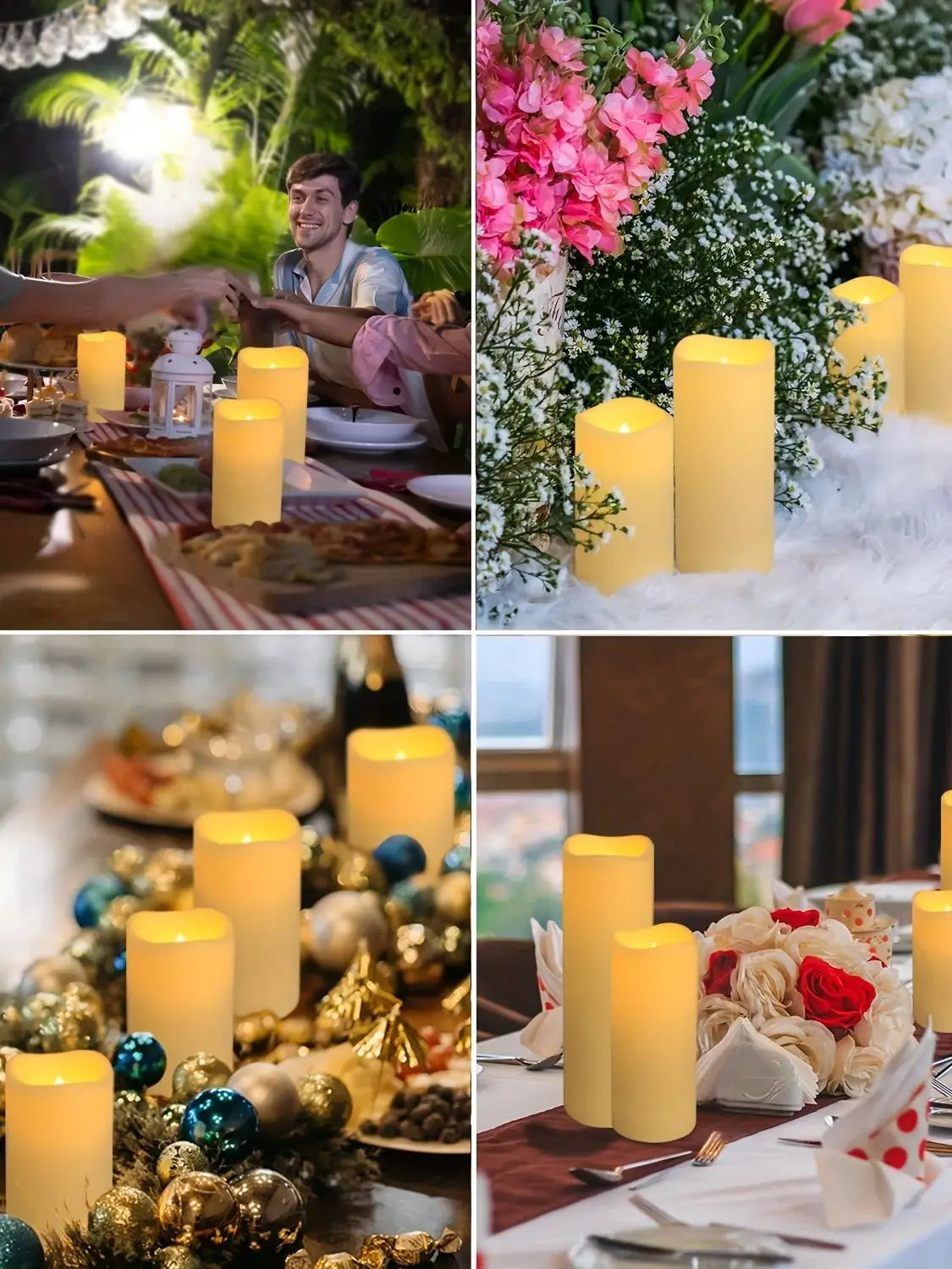 Premium Waterproof LED Pillar Candles Set