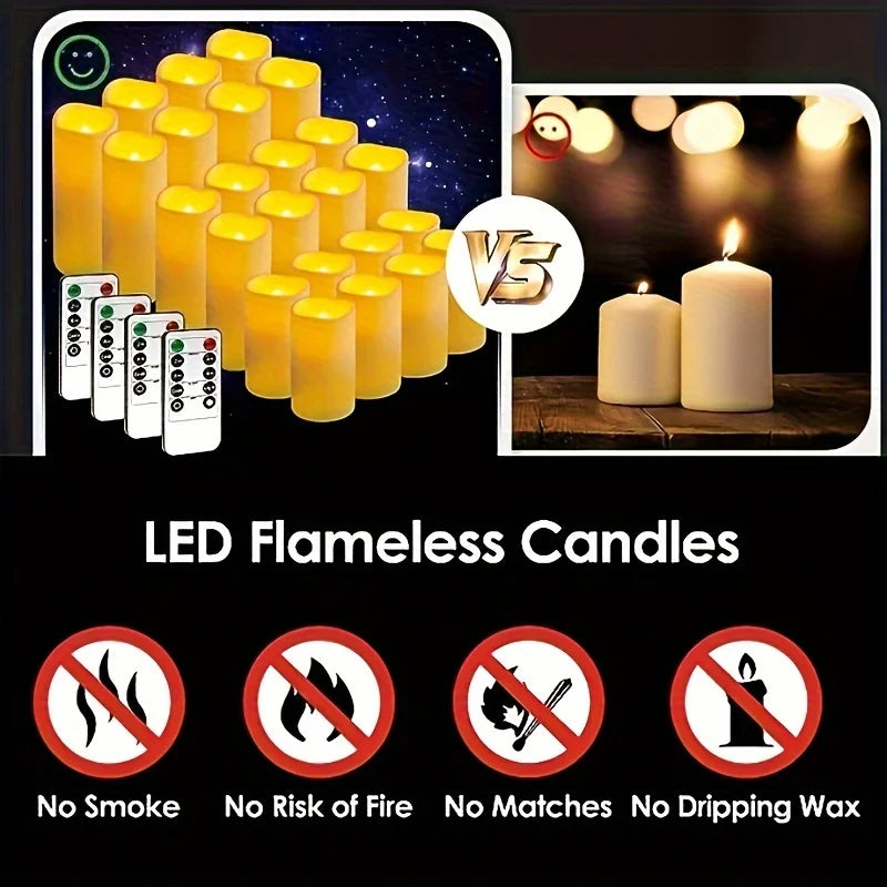 Premium Waterproof LED Pillar Candles Set